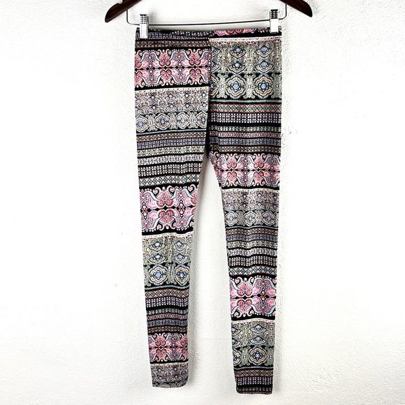 1ST KISS | 🌷Colorful Mandala Striped Boho Print Leggings GIRLS 14 / 16 - Picture 2 of 5